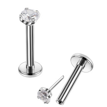 316L Surgical Steel 18G 16G 14G Cubic Zircon Threadless Labret Ring Body Piercing